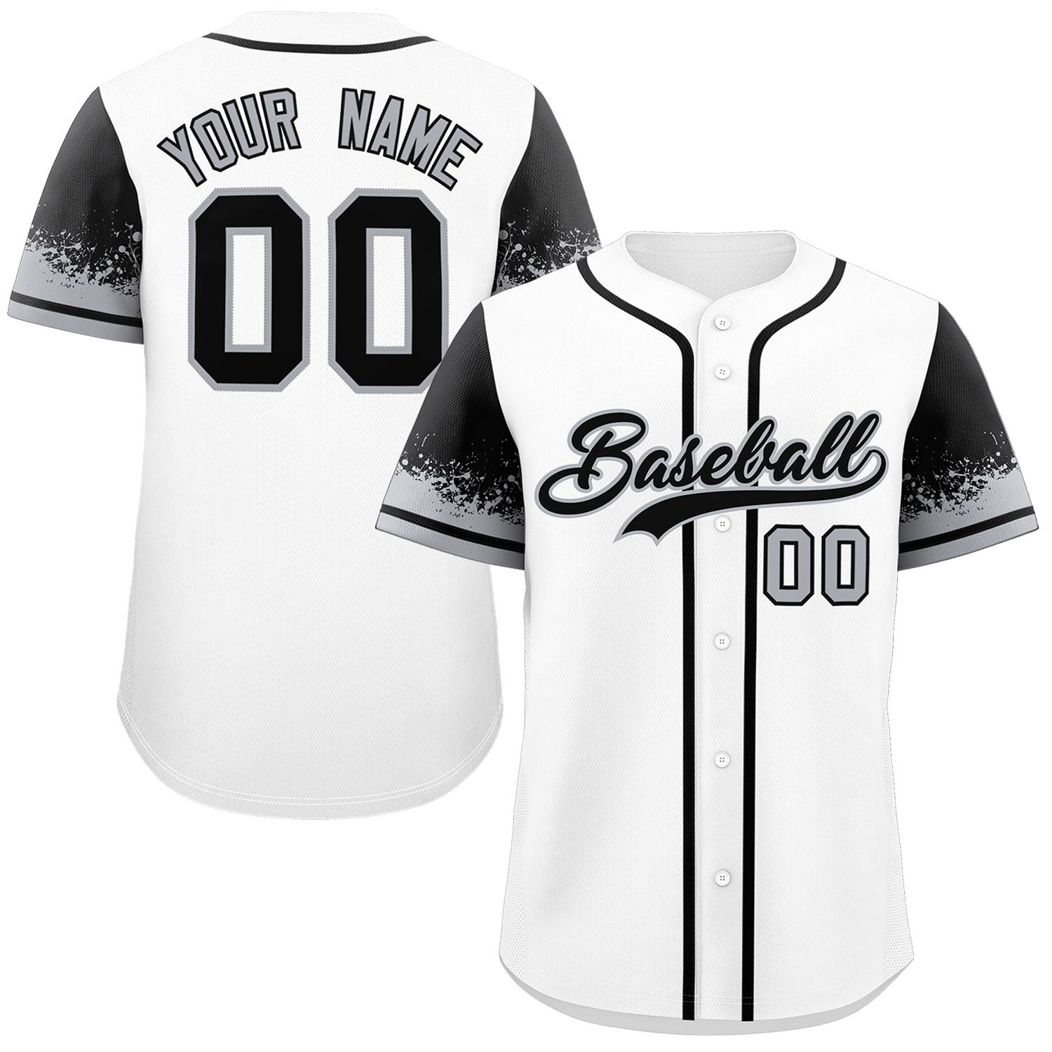 Custom White Black Personalized Raglan Sleeves Design Authentic Baseball Jersey