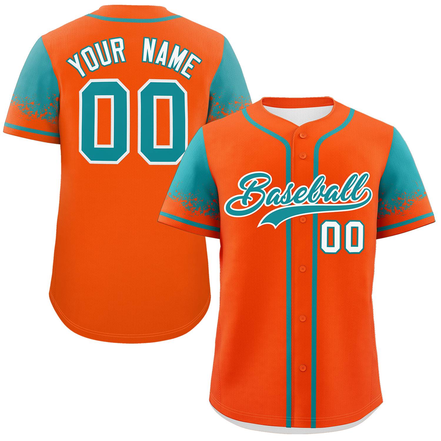 Custom Orange Aqua Personalized Raglan Sleeves Design Authentic Baseball Jersey