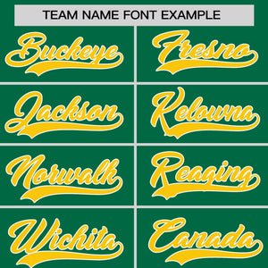 Custom Kelly Green Gold Personalized Raglan Sleeves Design Authentic Baseball Jersey