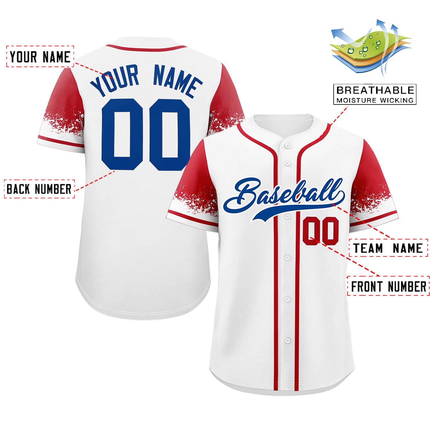 Custom White Red Personalized Raglan Sleeves Design Authentic Baseball Jersey