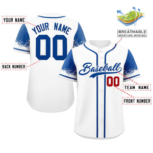 Custom White Royal Personalized Raglan Sleeves Design Authentic Baseball Jersey