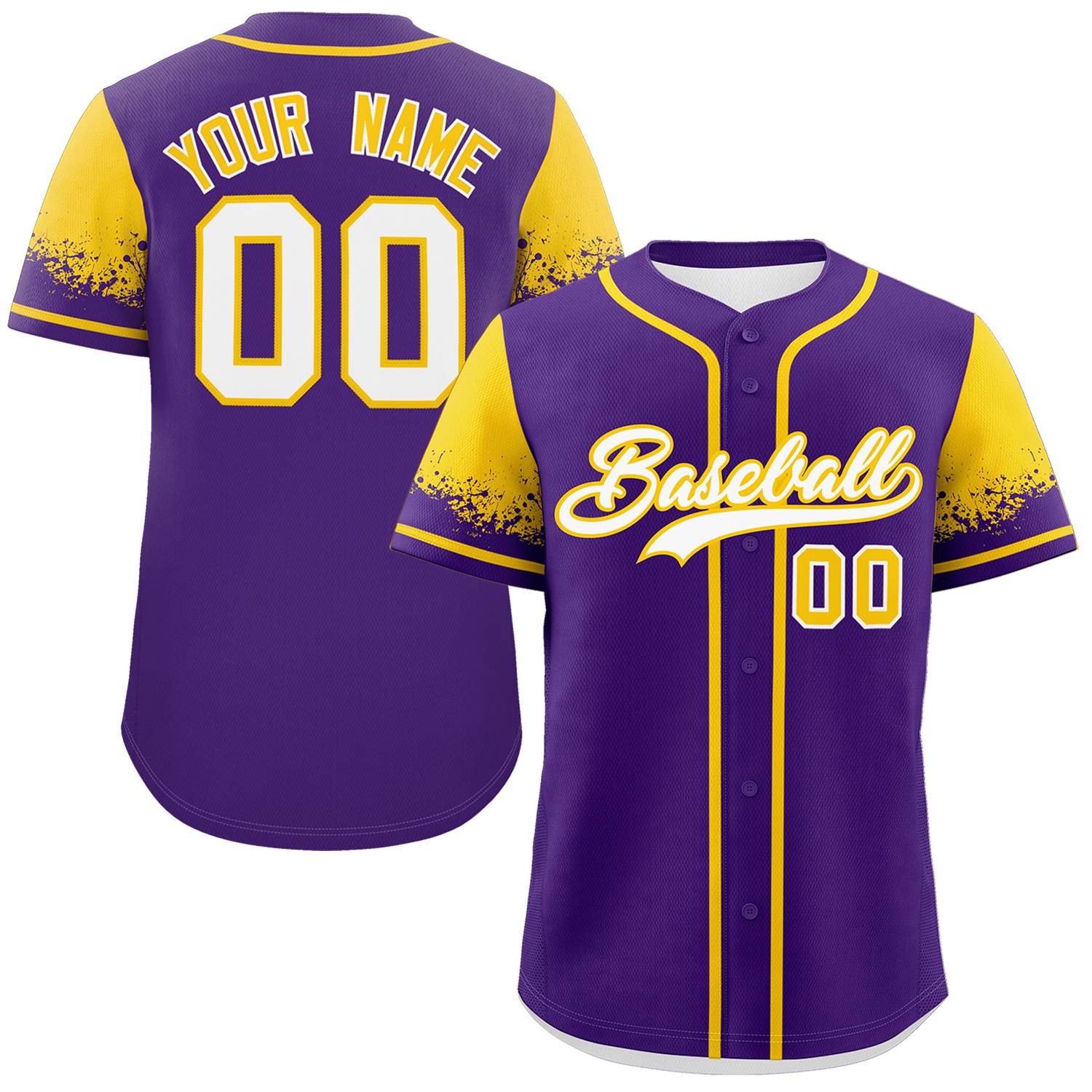 Custom Purple Gold Personalized Raglan Sleeves Design Authentic Baseball Jersey