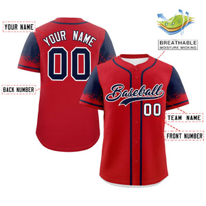 Custom Red Navy Personalized Raglan Sleeves Design Authentic Baseball Jersey