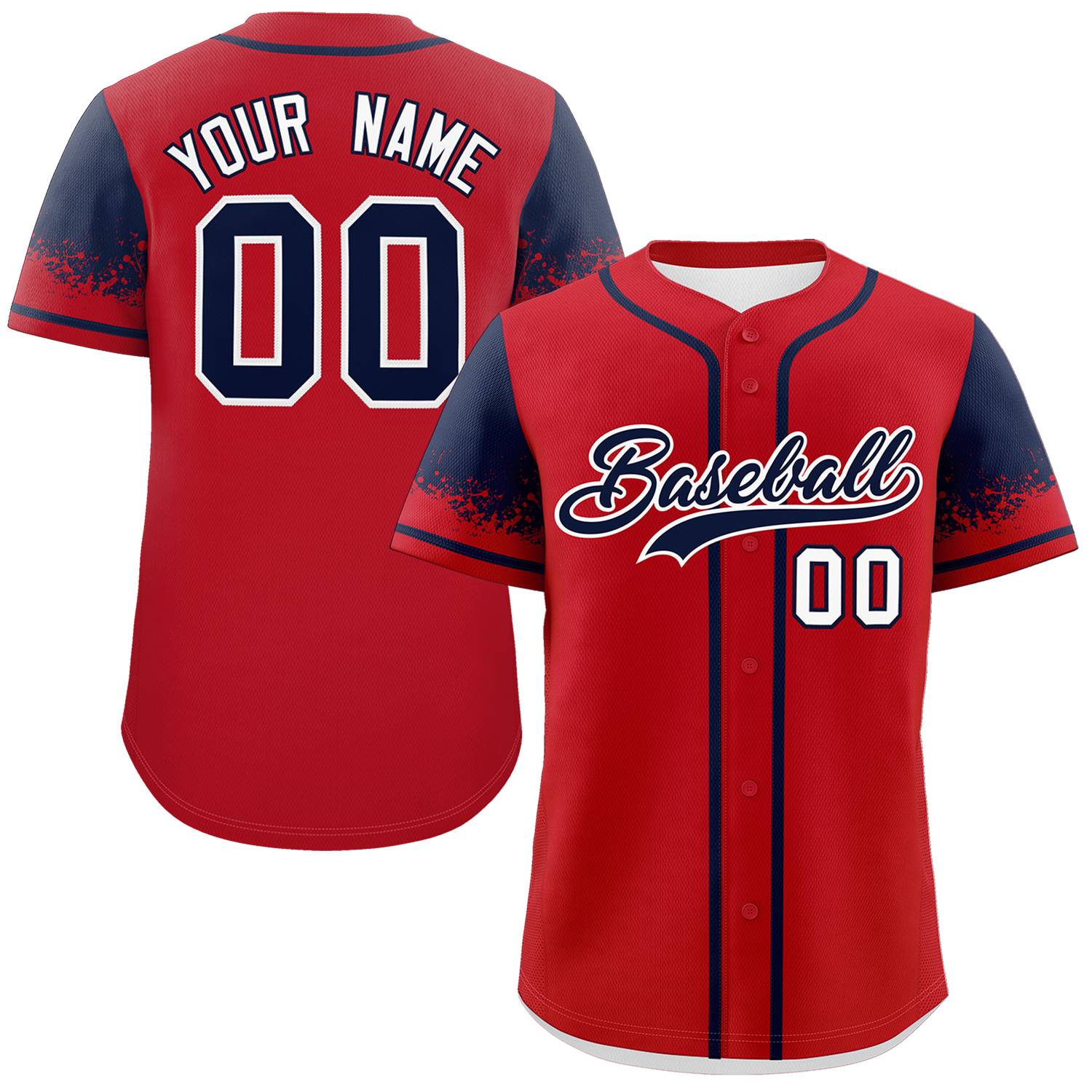 Custom Red Navy Personalized Raglan Sleeves Design Authentic Baseball Jersey