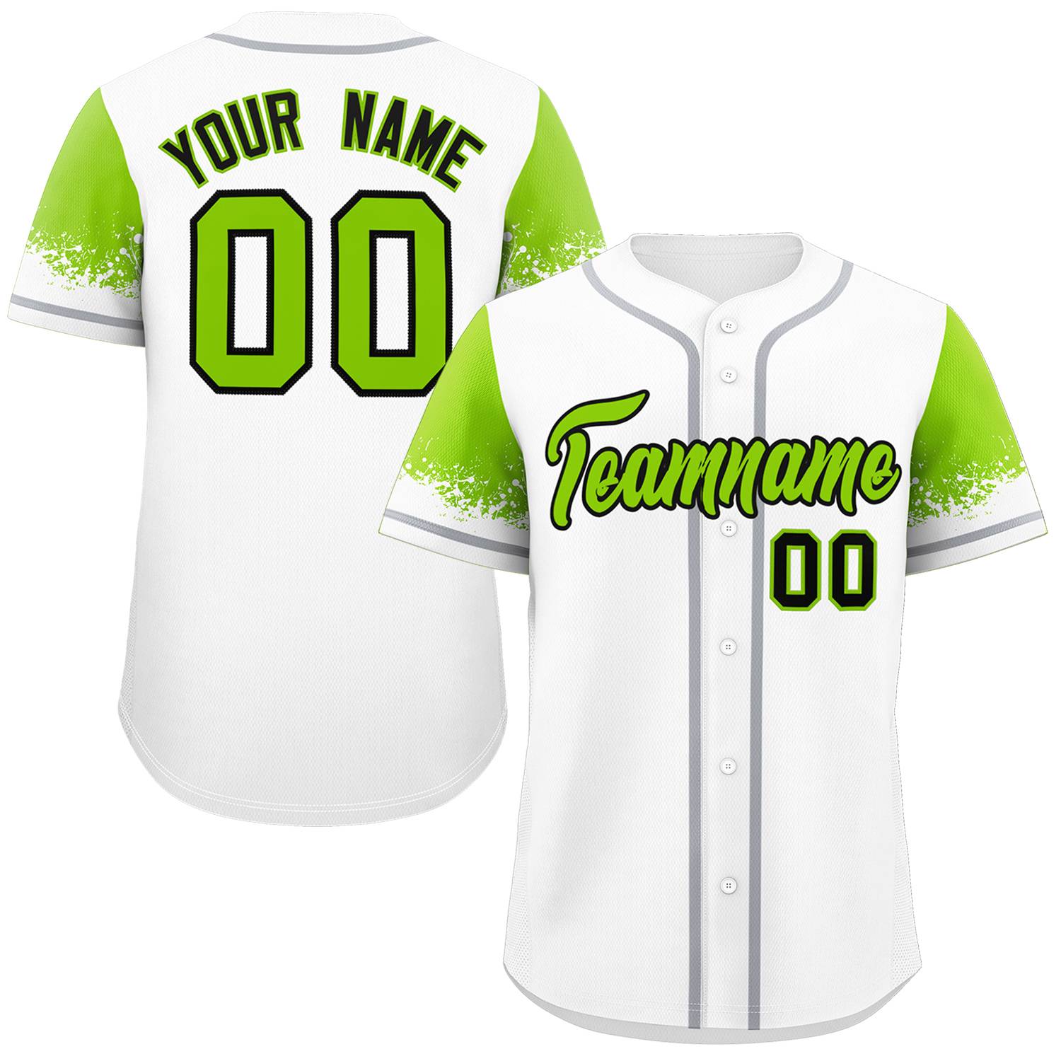 Custom White Neon Green Personalized Raglan Sleeves Design Authentic Baseball Jersey