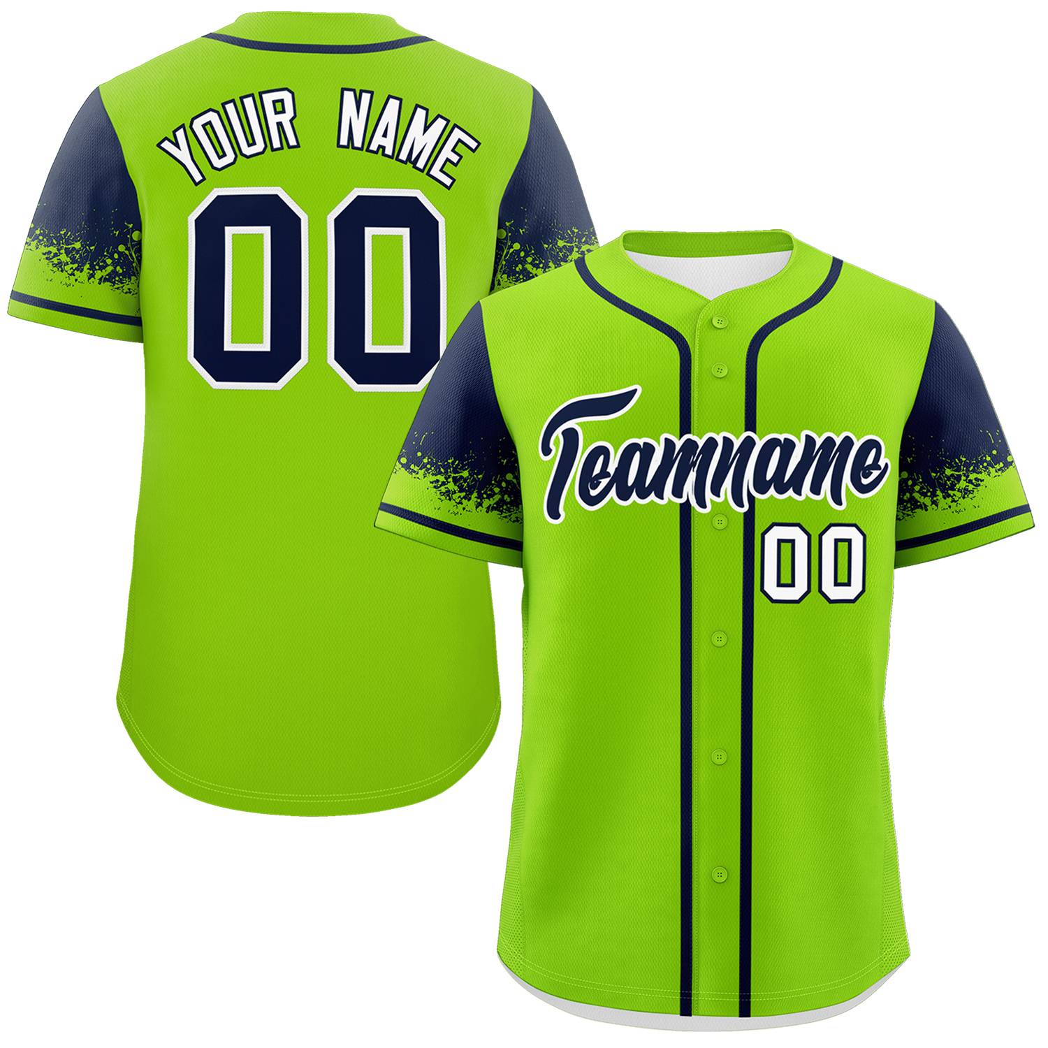 Custom Neon Green Navy Personalized Raglan Sleeves Design Authentic Baseball Jersey