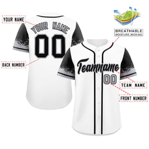 Custom White Black Personalized Raglan Sleeves Design Authentic Baseball Jersey