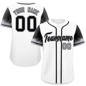 Custom White Black Personalized Raglan Sleeves Design Authentic Baseball Jersey