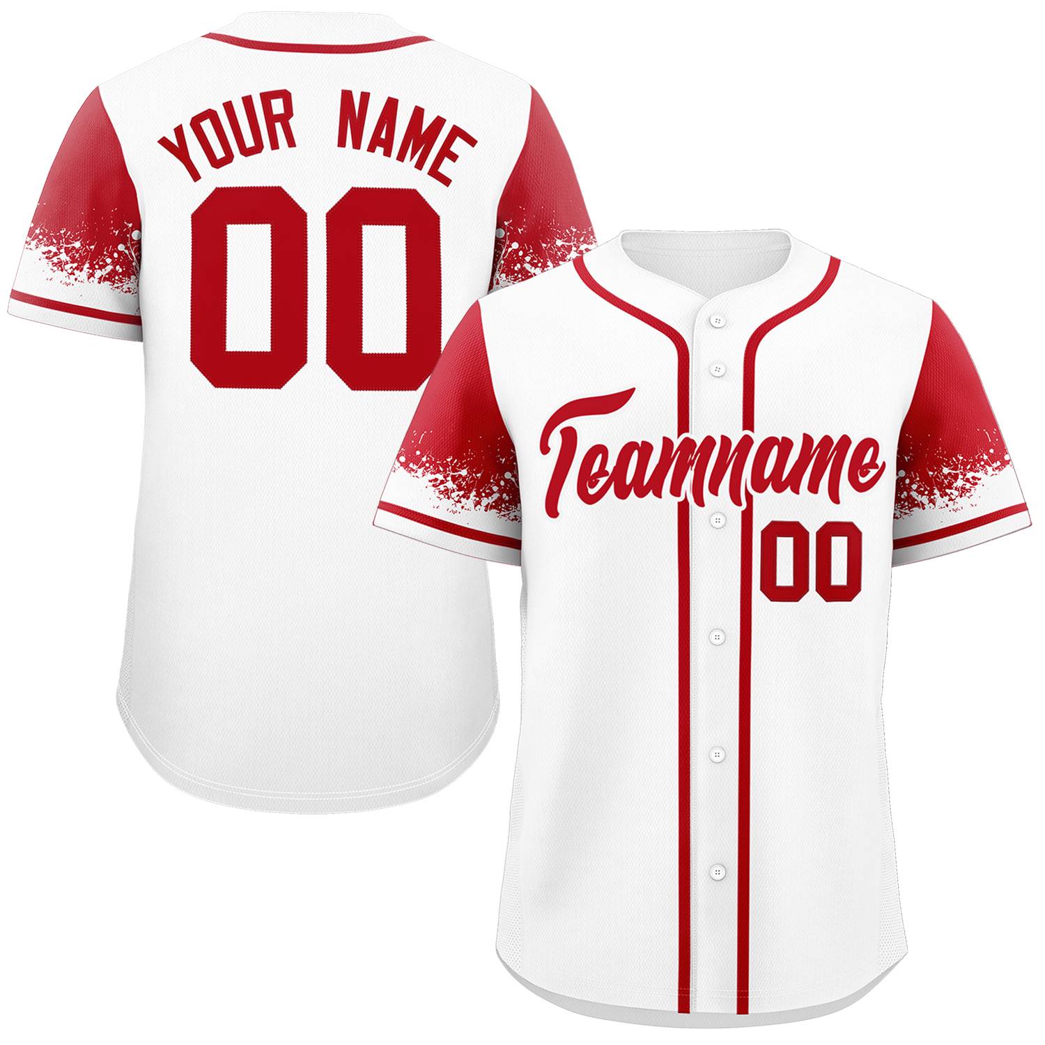 Custom White Red Personalized Raglan Sleeves Design Authentic Baseball Jersey