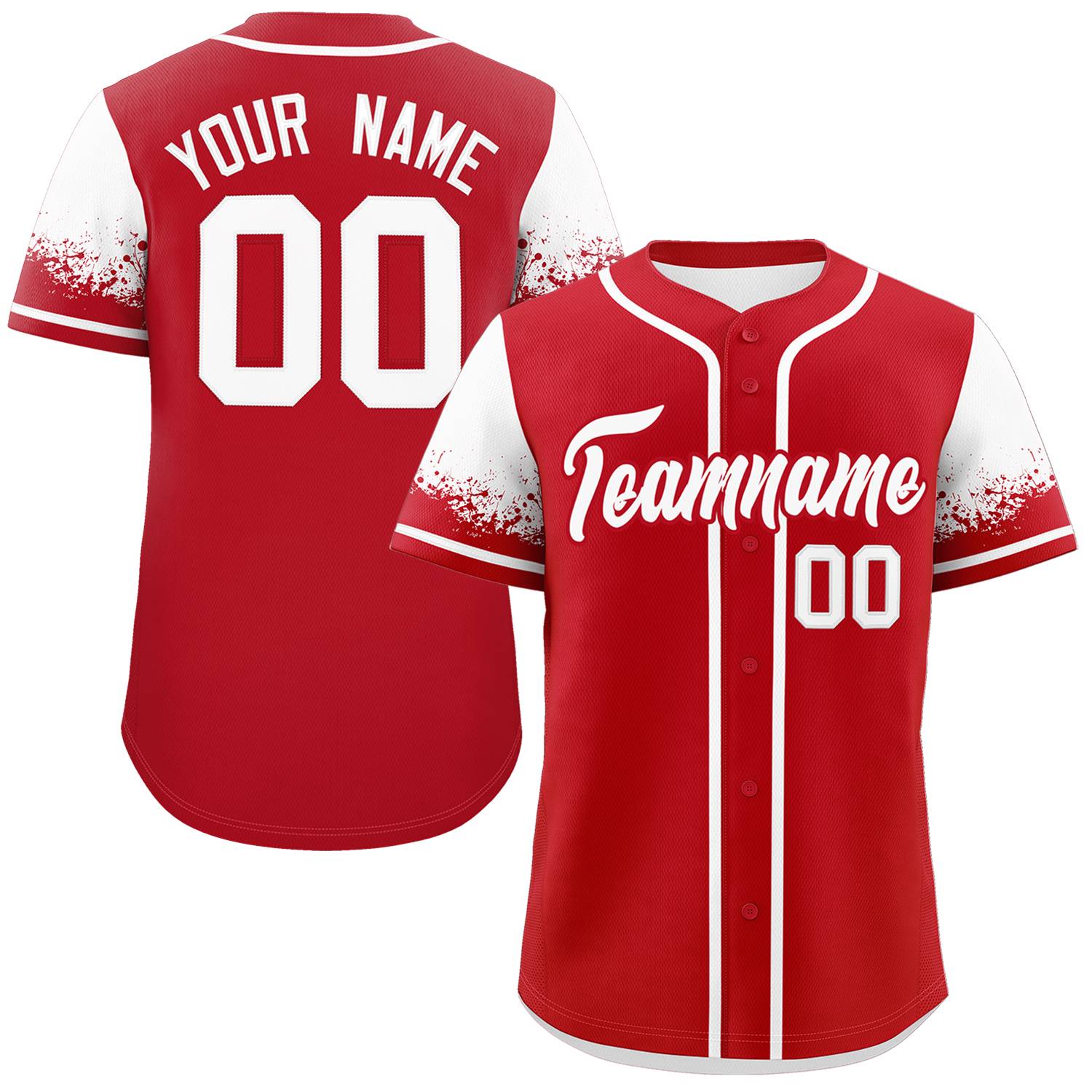 Custom Red White Personalized Raglan Sleeves Design Authentic Baseball Jersey