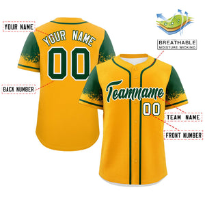 Custom Yellow Green Personalized Raglan Sleeves Design Authentic Baseball Jersey