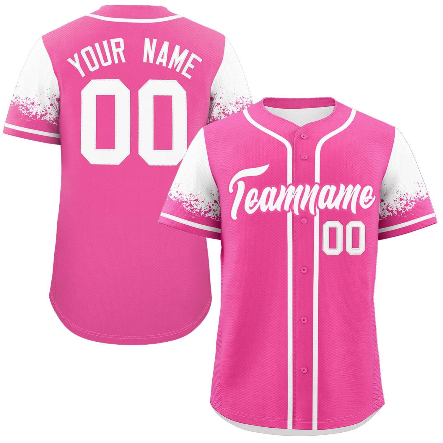 Custom Pink White Personalized Raglan Sleeves Design Authentic Baseball Jersey