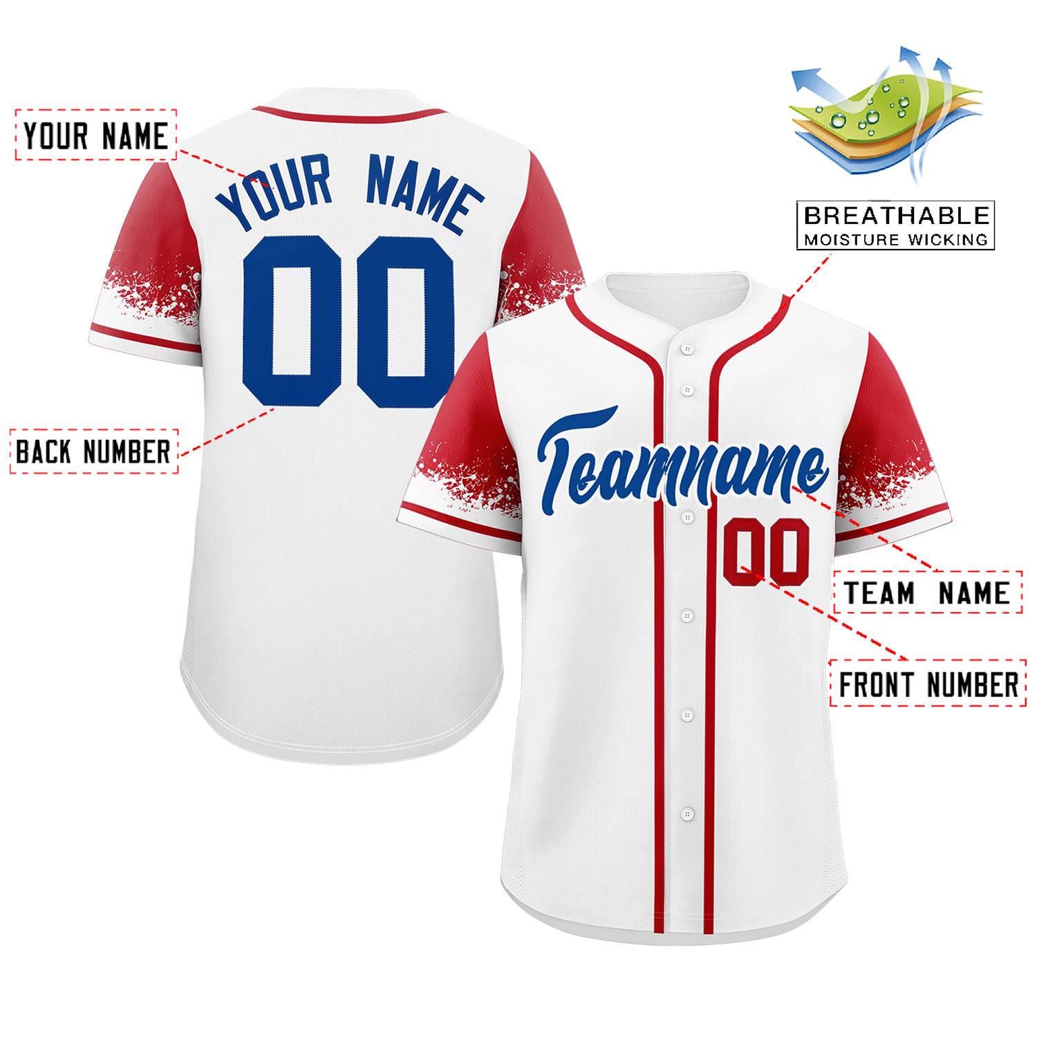 Custom White Red Personalized Raglan Sleeves Design Authentic Baseball Jersey