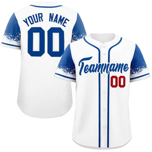 Custom White Royal Personalized Raglan Sleeves Design Authentic Baseball Jersey