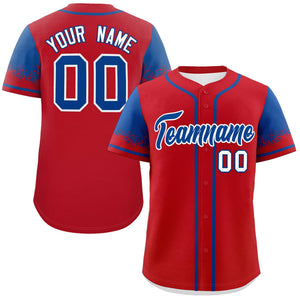 Custom Red Royal Personalized Raglan Sleeves Design Authentic Baseball Jersey