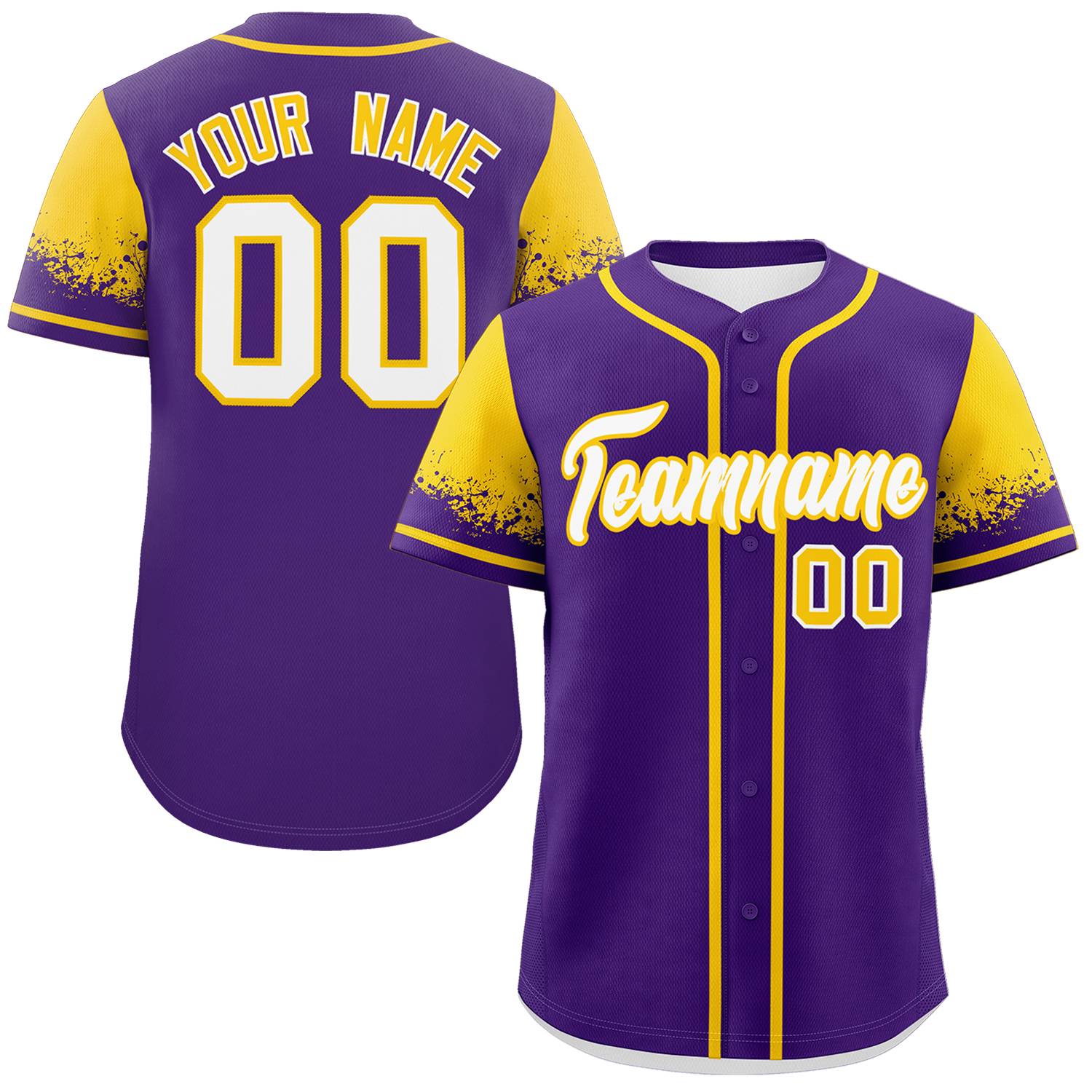 Custom Purple Gold Personalized Raglan Sleeves Design Authentic Baseball Jersey