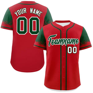 Custom Red Green Personalized Raglan Sleeves Design Authentic Baseball Jersey