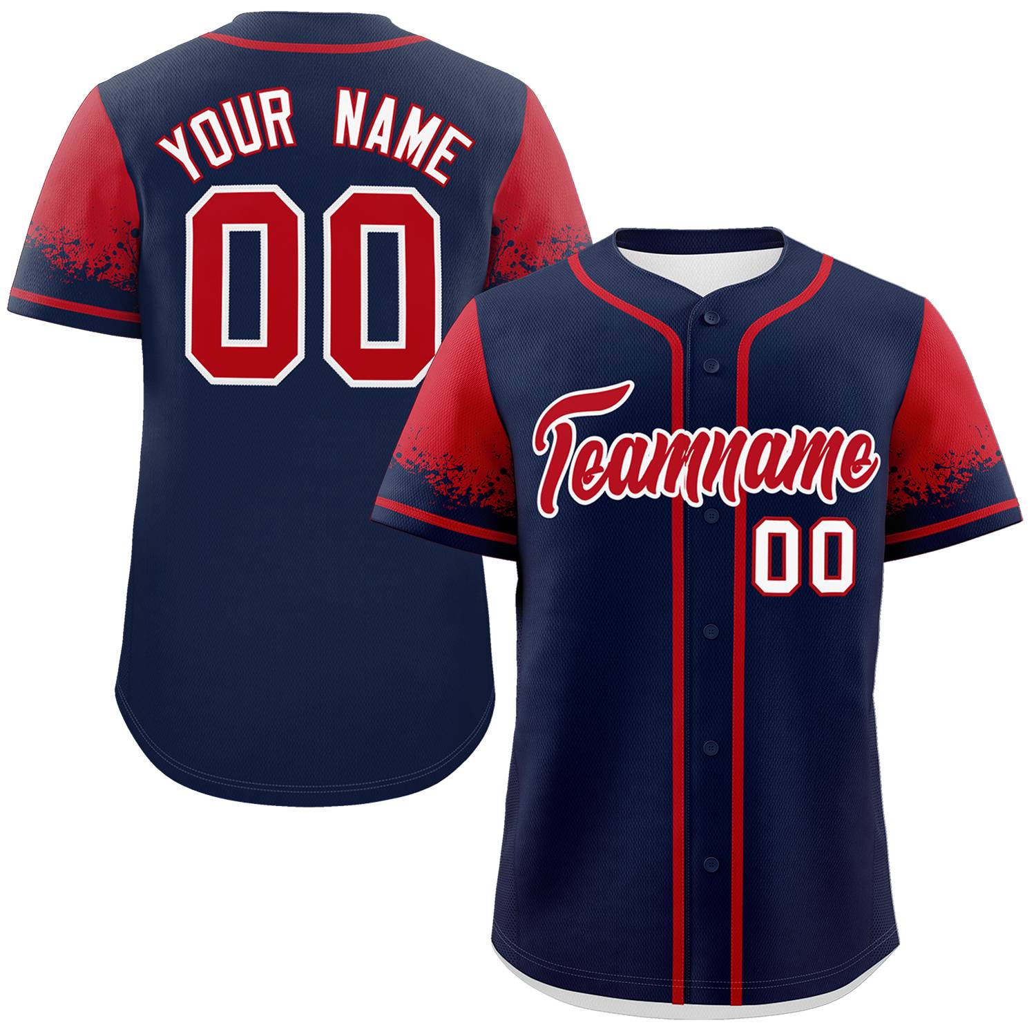 Custom Navy Red Personalized Raglan Sleeves Design Authentic Baseball Jersey