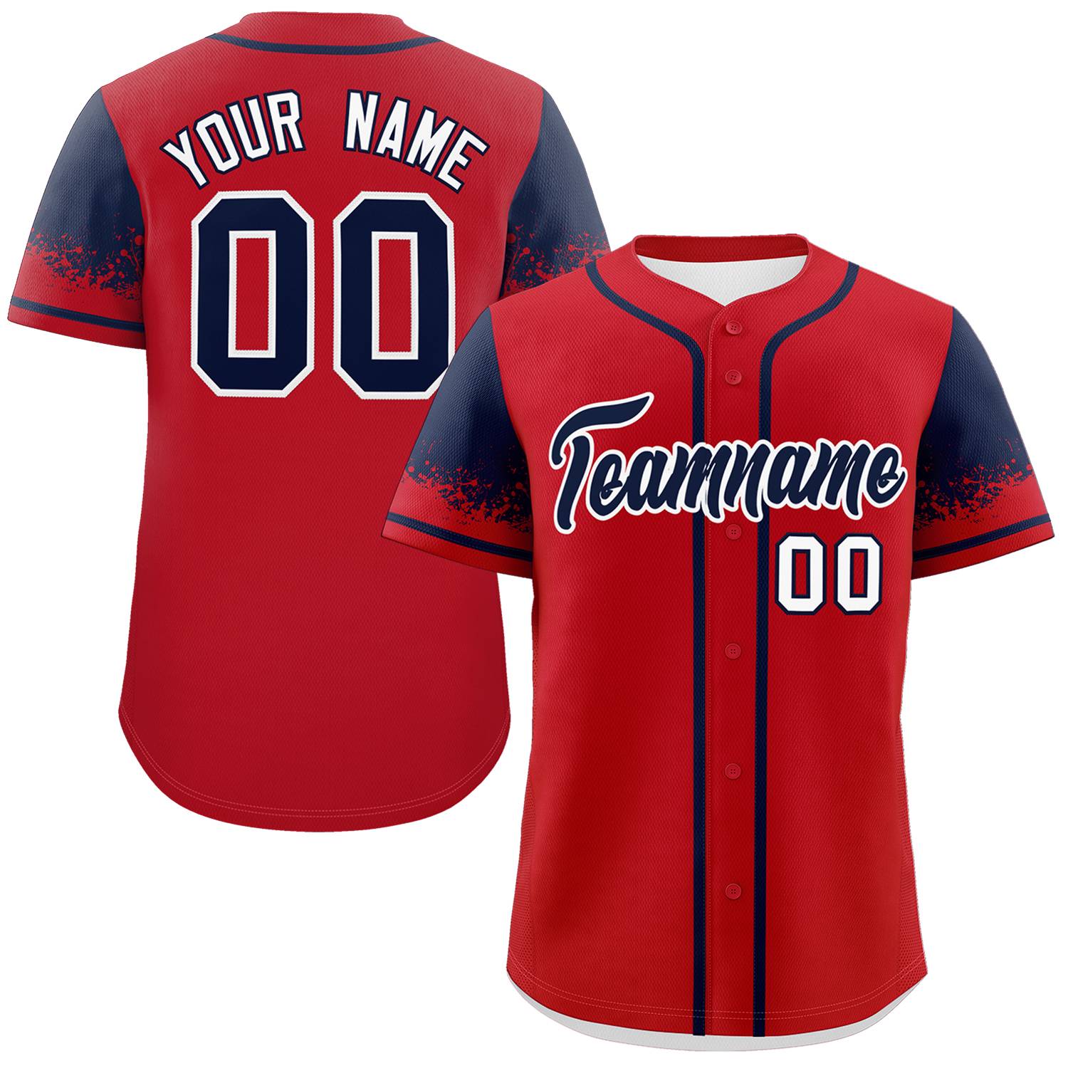 Custom Red Navy Personalized Raglan Sleeves Design Authentic Baseball Jersey