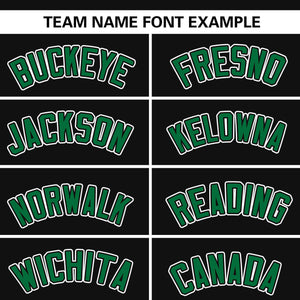 Custom Black Kelly Green-White Stripe Fashion Raglan Sleeves Authentic Baseball Jersey