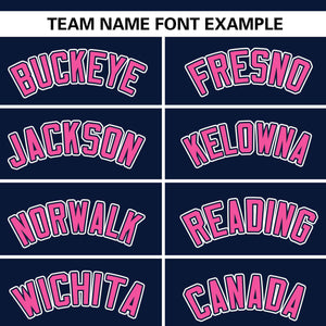 Custom Navy Pink-Gray Stripe Fashion Raglan Sleeves Authentic Baseball Jersey