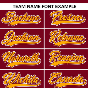 Custom Crimson Yellow Stripe Fashion Raglan Sleeves Authentic Baseball Jersey