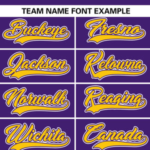 Custom Purple Gold Stripe Fashion Raglan Sleeves Authentic Baseball Jersey