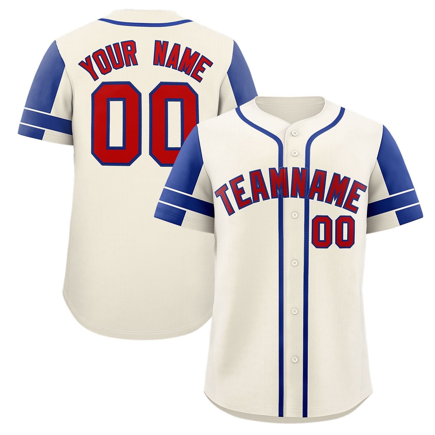 Custom Cream Royal Personalized Raglan Sleeves Authentic Baseball Jersey