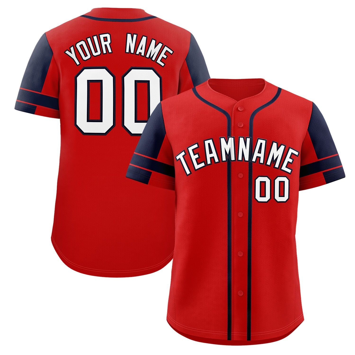 Custom Red Navy Personalized Raglan Sleeves Authentic Baseball Jersey