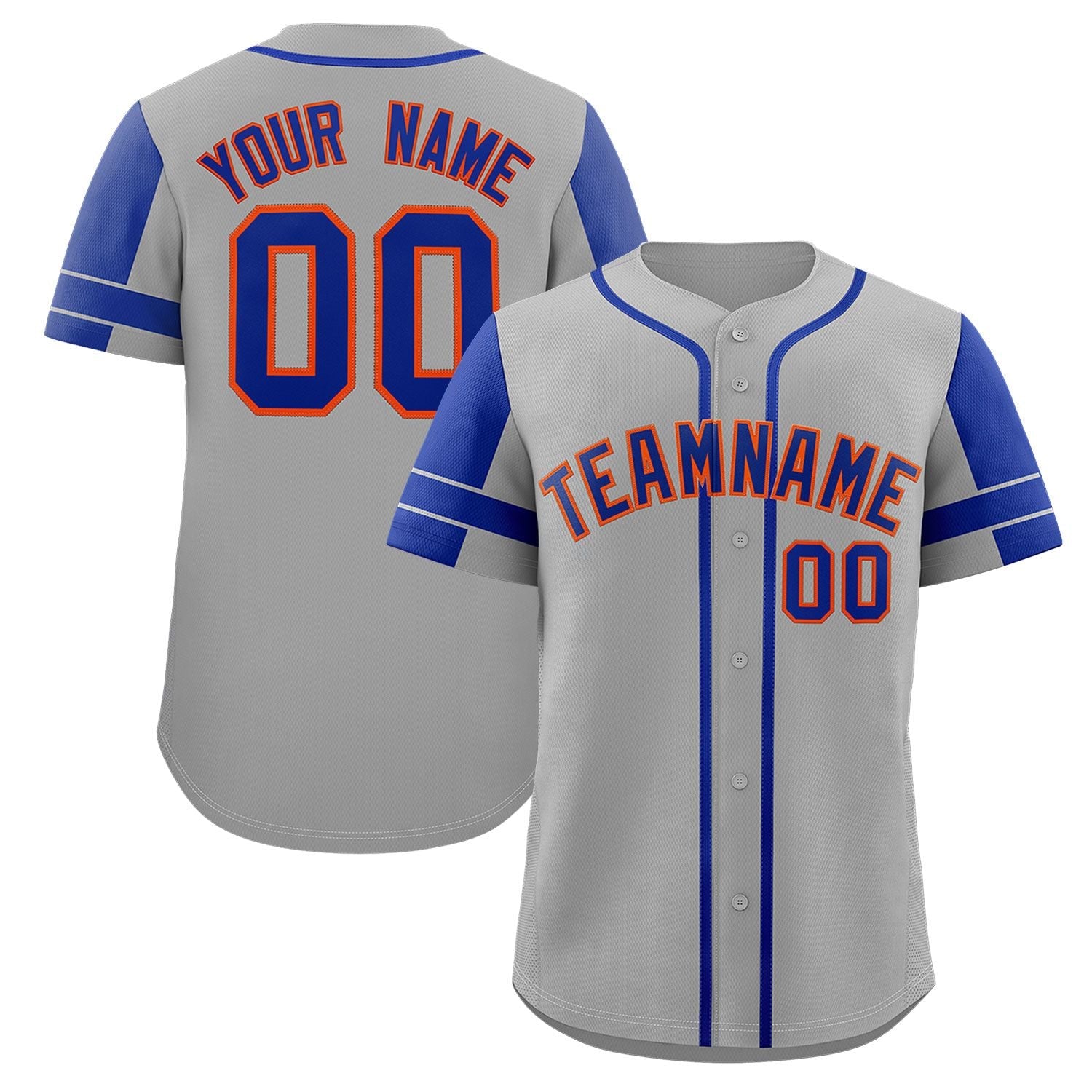 Custom Gray Royal Personalized Raglan Sleeves Authentic Baseball Jersey