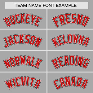 Custom Gray Red Personalized Raglan Sleeves Authentic Baseball Jersey