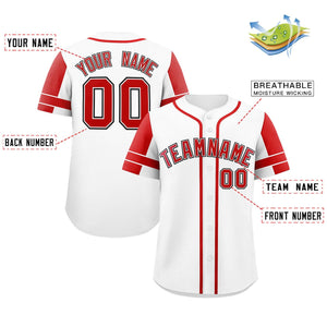 Custom White Red Personalized Raglan Sleeves Authentic Baseball Jersey