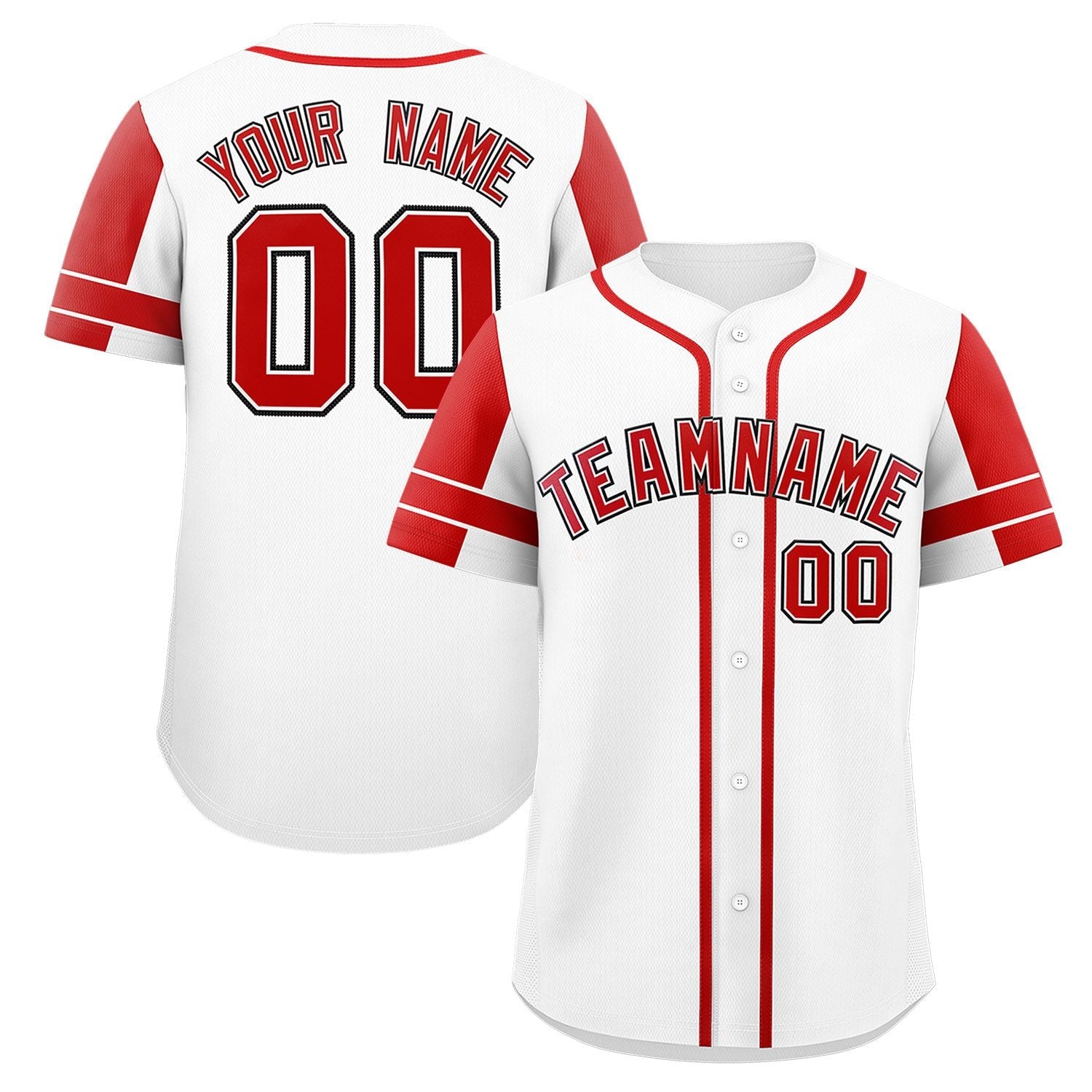 Custom White Red Personalized Raglan Sleeves Authentic Baseball Jersey