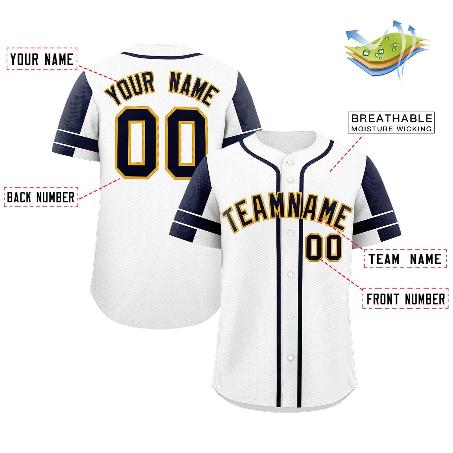 Custom White Navy Personalized Raglan Sleeves Authentic Baseball Jersey