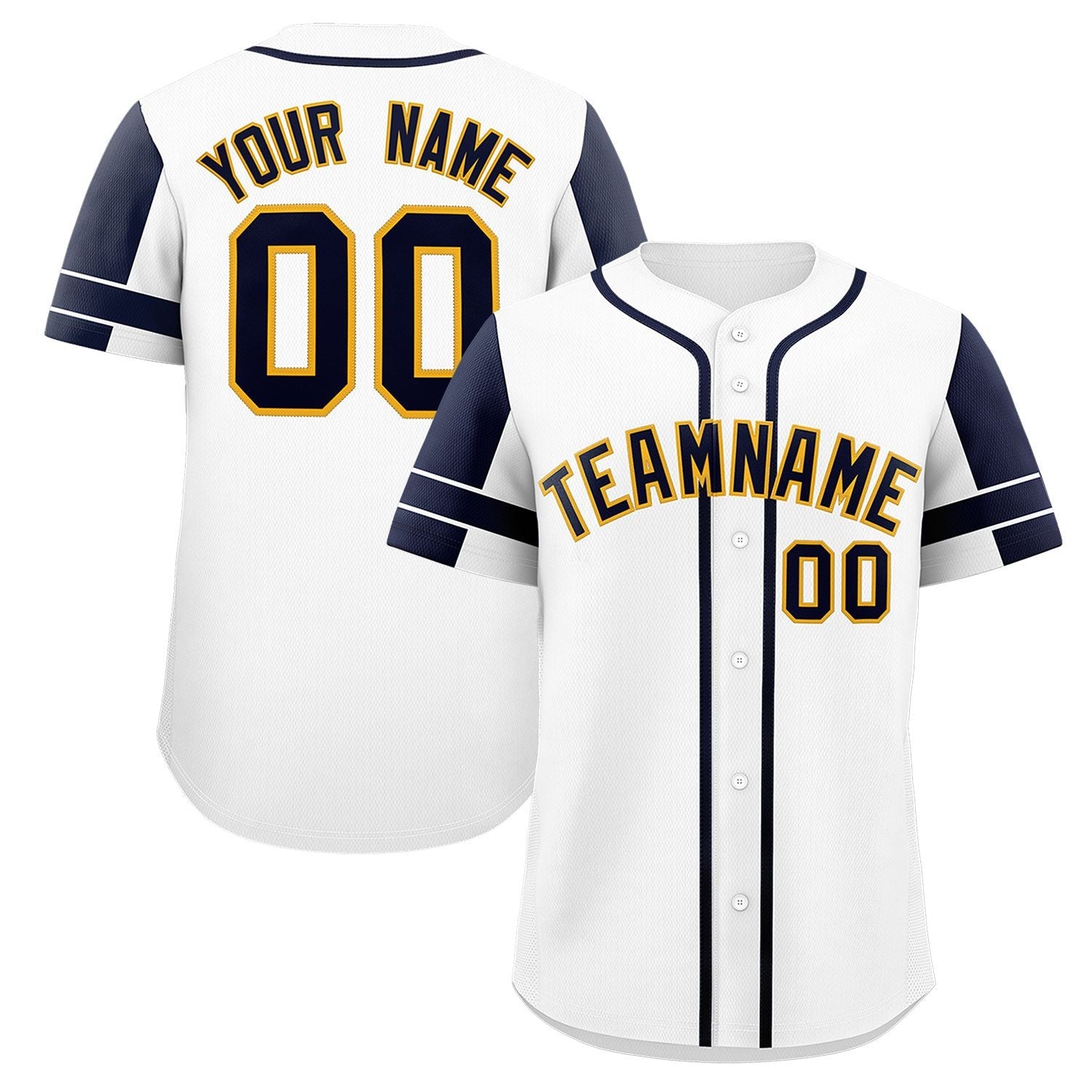 Custom White Navy Personalized Raglan Sleeves Authentic Baseball Jersey