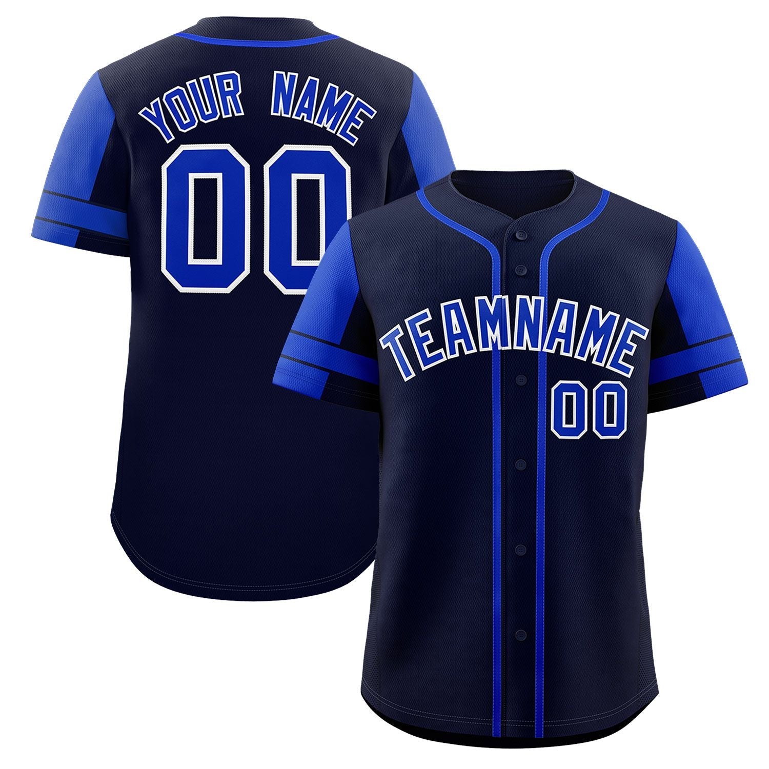 Custom Navy Royal Personalized Raglan Sleeves Authentic Baseball Jersey