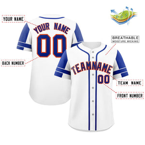 Custom White Royal Personalized Raglan Sleeves Authentic Baseball Jersey