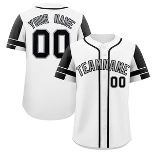 Custom White Black Personalized Raglan Sleeves Authentic Baseball Jersey