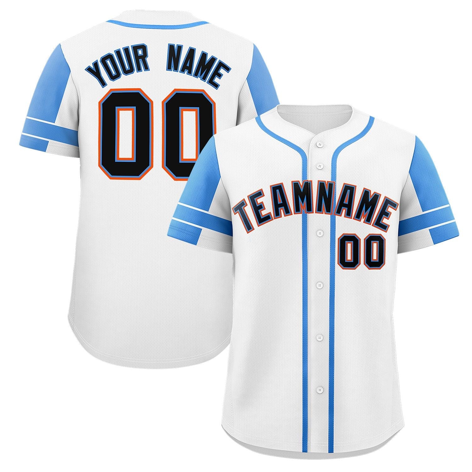 Custom White Powder Blue Personalized Raglan Sleeves Authentic Baseball Jersey