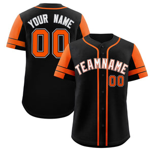 Custom Black Orange Personalized Raglan Sleeves Authentic Baseball Jersey