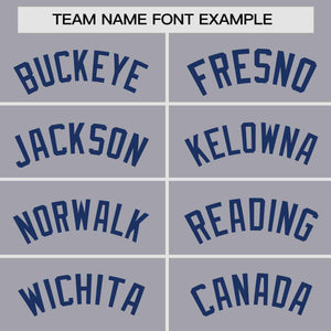 Custom Gray Navy Personalized Raglan Sleeves Authentic Baseball Jersey