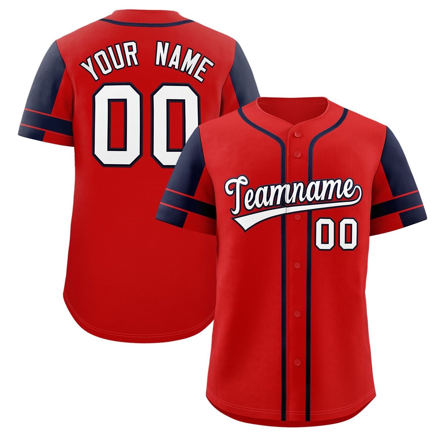 Custom Red Navy Personalized Raglan Sleeves Authentic Baseball Jersey