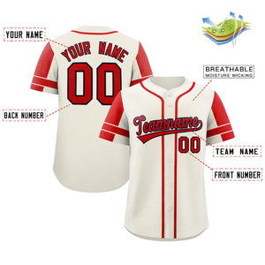 Custom Cream Red Personalized Raglan Sleeves Authentic Baseball Jersey