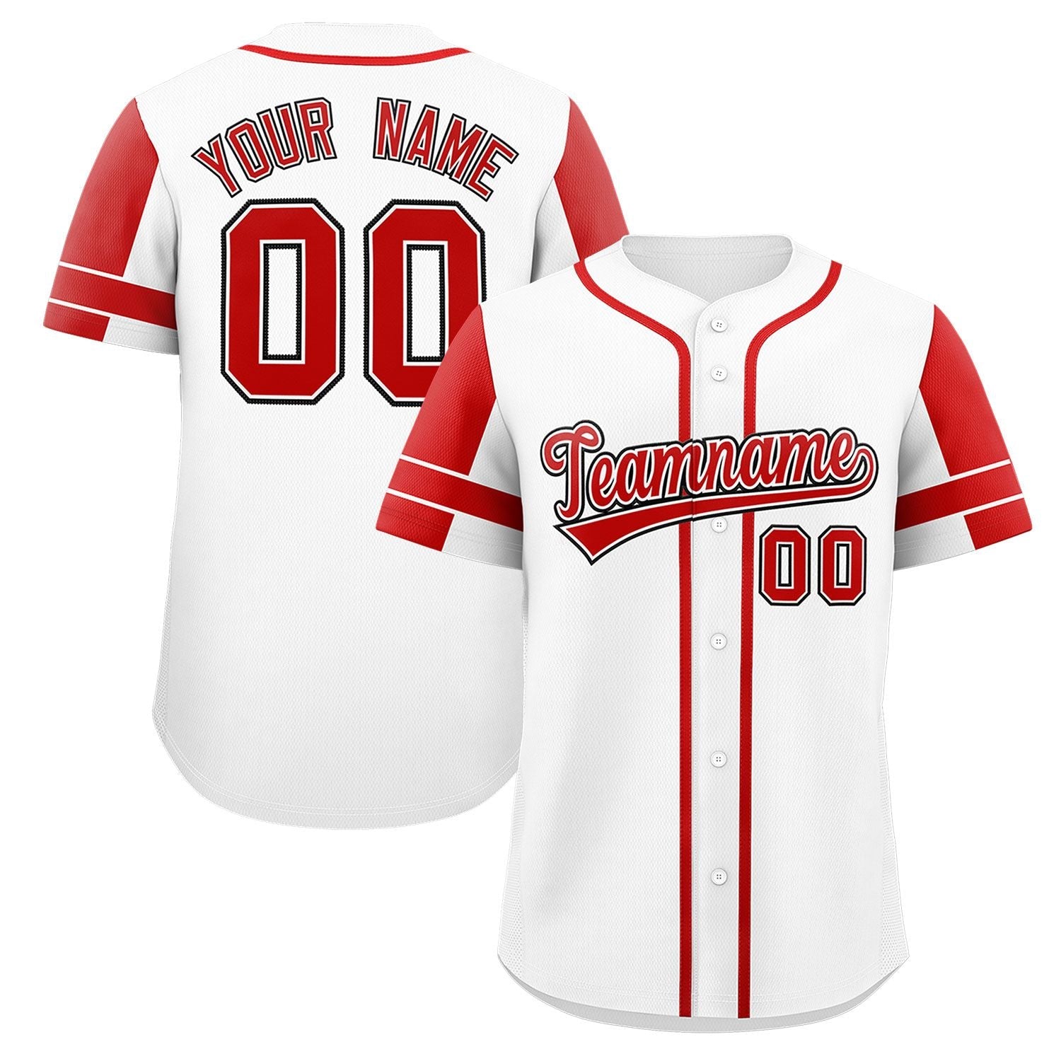 Custom White Red Personalized Raglan Sleeves Authentic Baseball Jersey