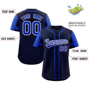 Custom Navy Royal Personalized Raglan Sleeves Authentic Baseball Jersey