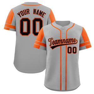 Custom Gray Orange Personalized Raglan Sleeves Authentic Baseball Jersey