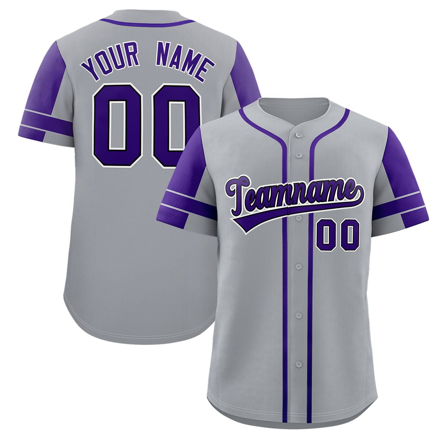 Custom Gray Purple Personalized Raglan Sleeves Authentic Baseball Jersey