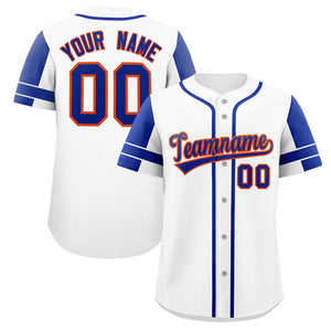 Custom White Royal Personalized Raglan Sleeves Authentic Baseball Jersey