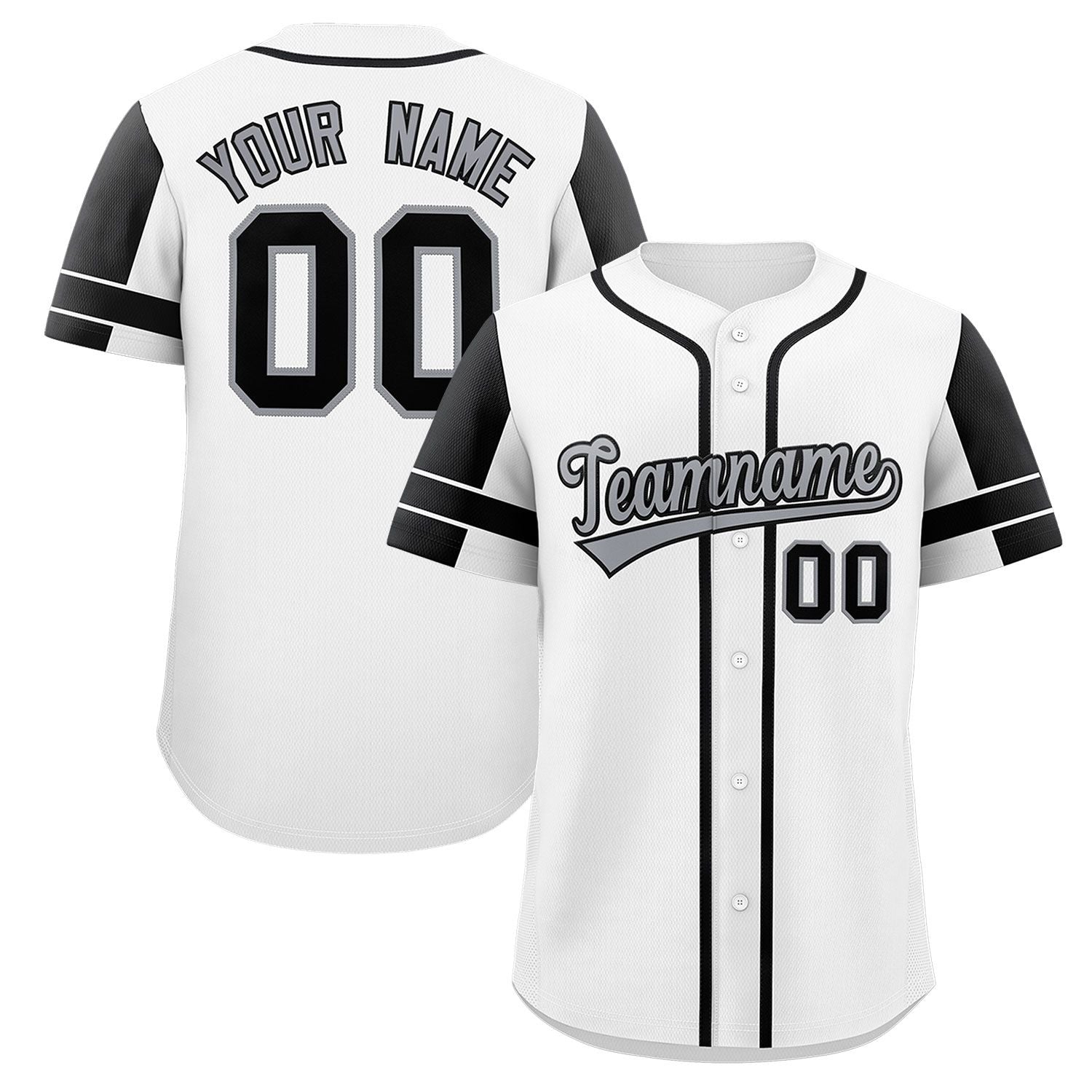 Custom White Black Personalized Raglan Sleeves Authentic Baseball Jersey