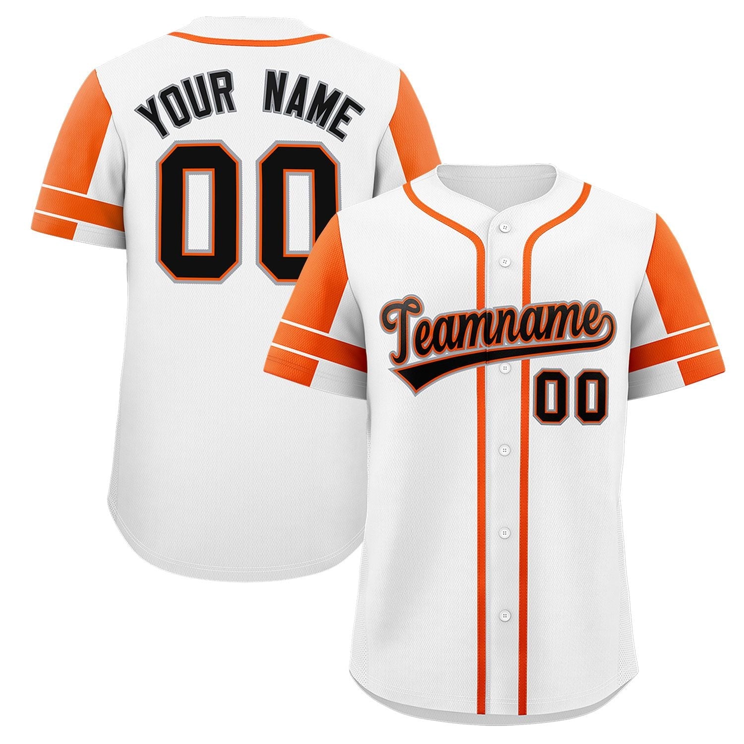 Custom White Orange Personalized Raglan Sleeves Authentic Baseball Jersey